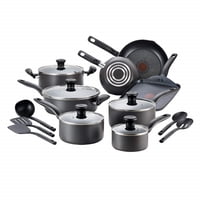 Juego De Utensilios De Cocina T-Fal Initiatives, Antiadherentes, 18 Piezas, Negro