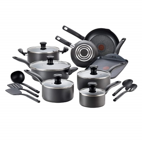 Juego De Utensilios De Cocina T-Fal Initiatives, Antiadherentes, 18 Piezas, Negro