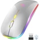 thumbnail image 1 of Mouse Inalambrico Bluetooth y 2.4GHz con Modos Dual, Recargable y Ergonómico, Click Silencioso y 3 DPI Ajustables - Ideal para PC, Mac, Computadoras y Portátiles - Color Plata, 1 of 5