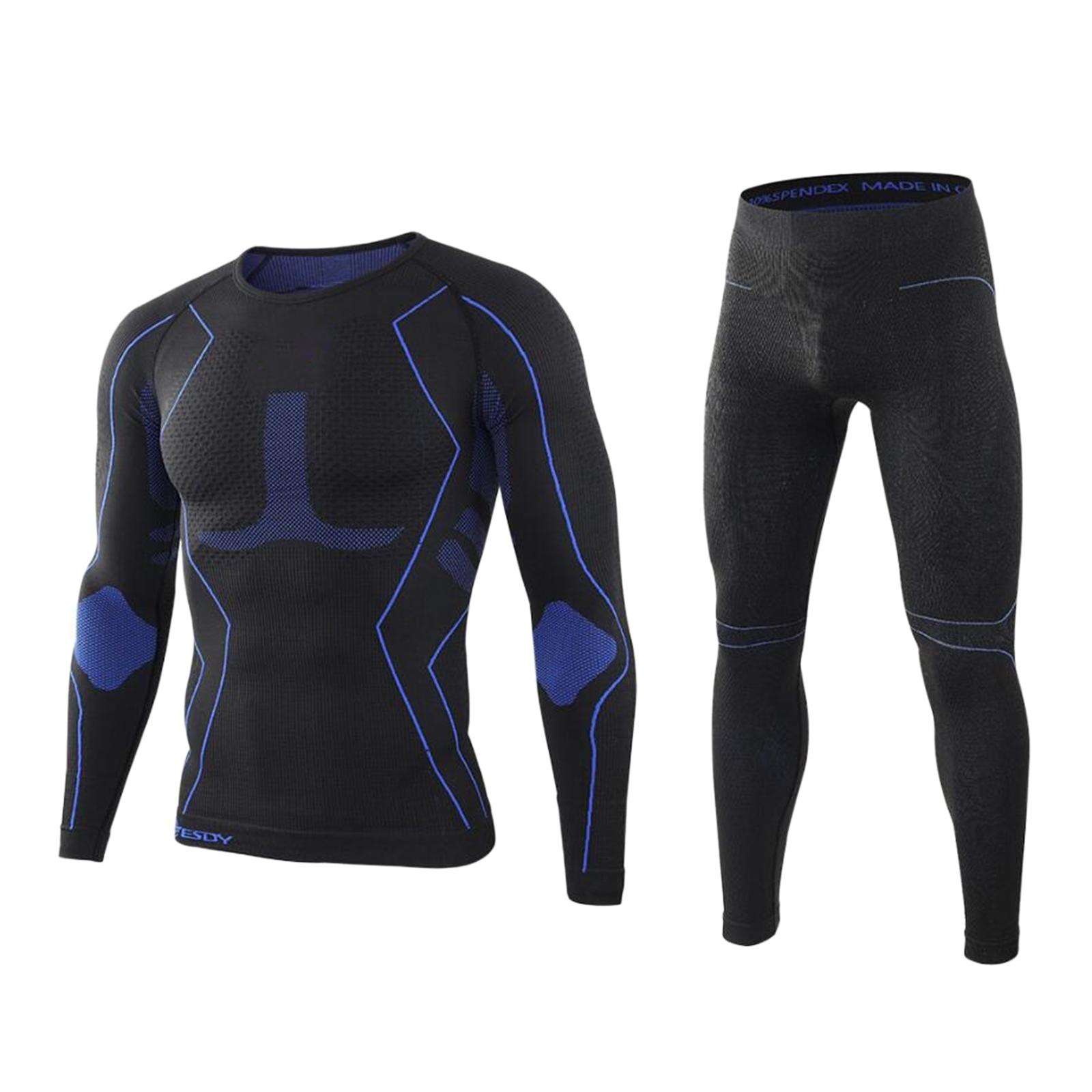 Ioensy - Ropa Interior Térmica De Invierno Para Hombre Leggings De Sudor De Manga Larga De Secado Rápido Xxl Negro