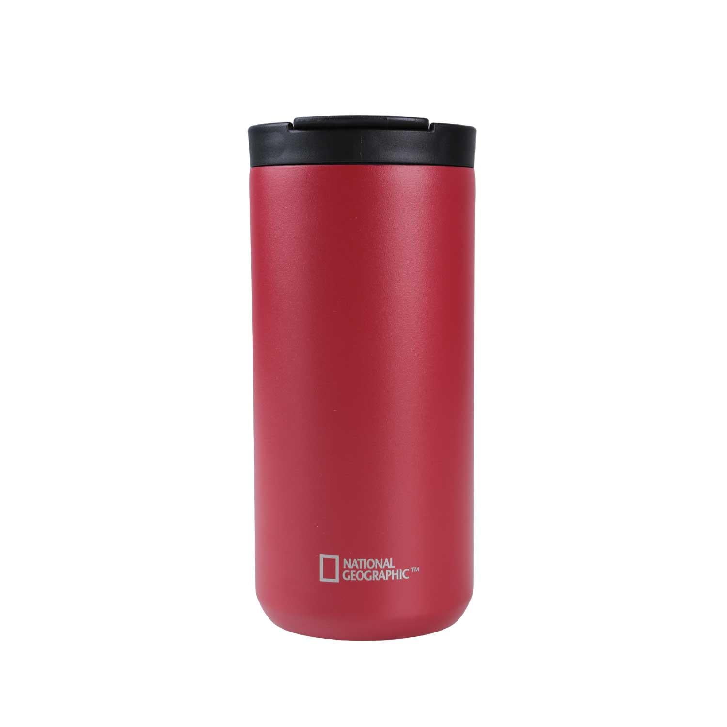 National Geographic - Mug Acero Inoxidable Tapa Flip Antideslizante 350ml Rojo