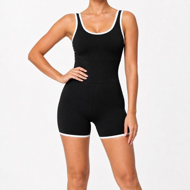 Enterito Deportivo Mujer Corto Spandex Elástico Tallas S-M-L Negro