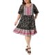 thumbnail image 2 of Agnes Orinda Vestido Boho Floral para Mujer Talla Grande, Estilo Escolar Universitario, Cuello Redondo con Lazo, Manga Corta, Verano, Playa, Casual, Midi, Sol, 3X Negro, 2 of 6