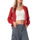 thumbnail image 4 of INSPIRE CHIC Chaqueta con puños acanalados para mujer, sudadera con capucha, chaqueta bomber de malla, talla L, rojo, 4 of 6