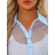 thumbnail image 5 of INSPIRE CHIC Camisa de Mujer con Botones al Frente, Cuello en Punta, Malla Transparente, Mangas Largas, Talla S, Azul Claro, 5 of 6