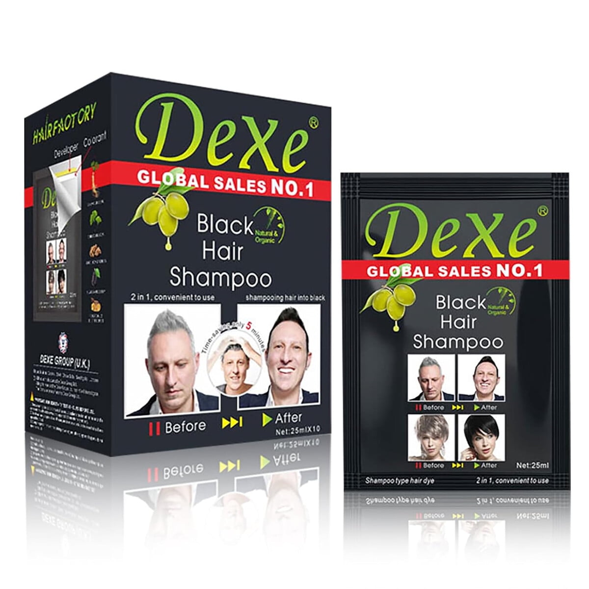 Shampoo Tinte Negro Dexe 10 Unidades Color Rápido