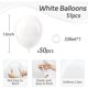 thumbnail image 2 of White Balloons 12 inch, White Latex 50pcs Party Balloons, 2 of 3
