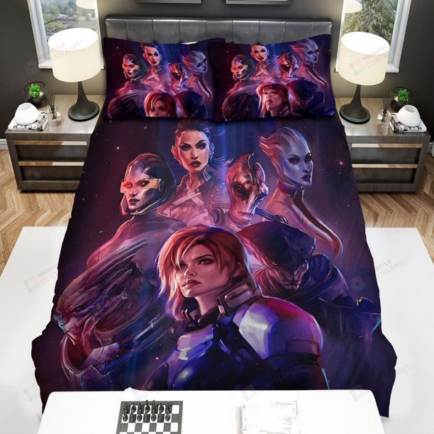 Mass Effect Characters Portrait Art Quilt Duvet Cover Set Home Textiles3-Piece Bedding Set