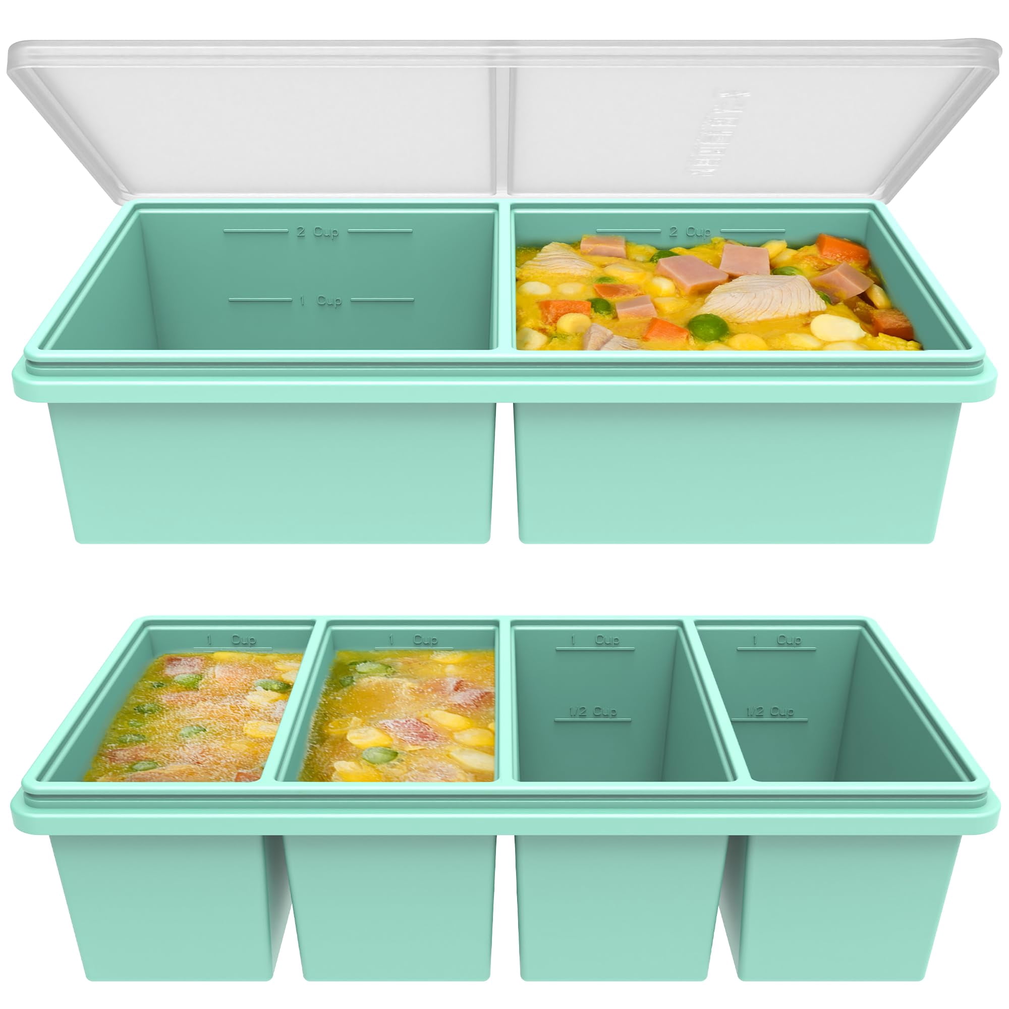 Moldes De Silicona Para Congelar Sopa Cyhhave De 500 Ml Y 250 Ml Con Tapas, Paquete De 2