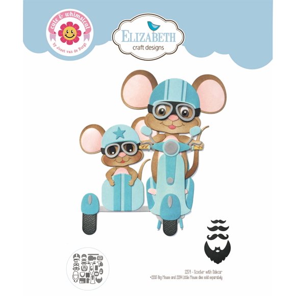 Juego de troqueles Elizabeth Craft Scooter con sidecar para hacer tarjetas