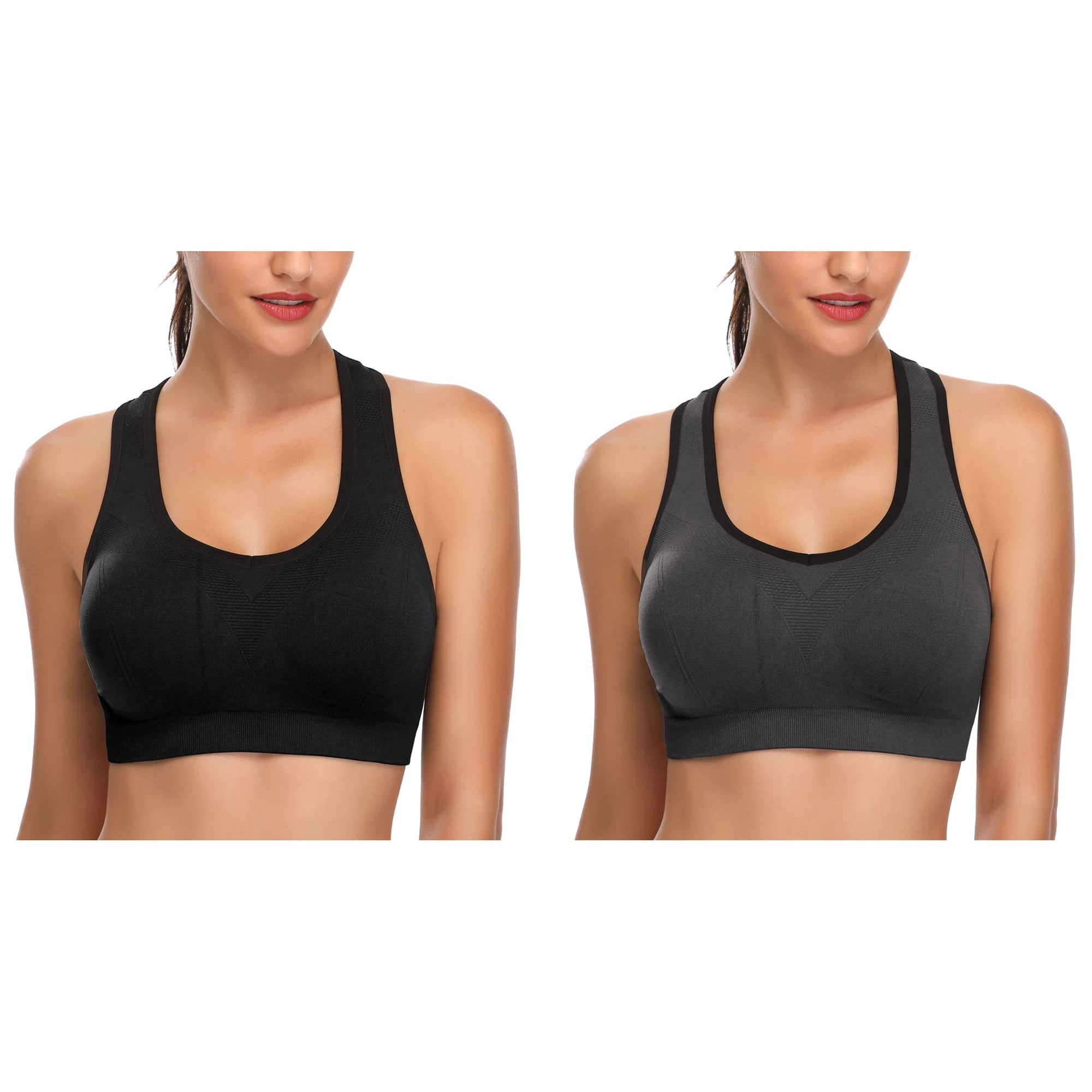 Sujetador Deportivo Mirity Para Mujer, Espalda Cruzada, Alto Impacto, Negro Y Gris, Talla M