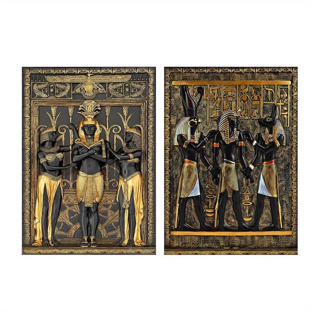 Retro Black Golden Ancient Egyptian Painting Wall Art Canvas Painting Art, 2pcs, For Living Room Cuadros Decor, No Frame, 15.7*23.6in/40cm*60cm