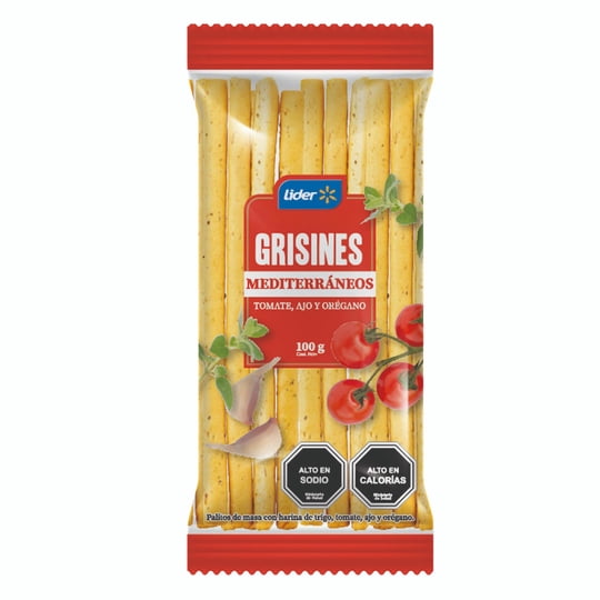 Grisines Meditérraneos Con Tomate Ajo Y Orégano 100 g Lider