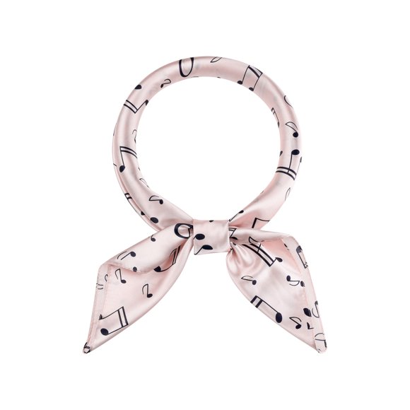 INSPIRE CHIC Mujer Satén Cuadrado Nota Musical 35" Gran Pañuelo de Cuello Sedoso Champán Rosa