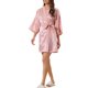 thumbnail image 2 of INSPIRE CHIC Bata de Satén Floral para Mujer con Cinturón, Mangas 3/4, Mini Ropa de Dormir, Talla Grande, Rosa Claro, 2 of 6