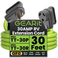 Cable De Extensión Gearit De 30 Pies, Calibre 10, 3 Puntas, 30 A, 125 V, Resistente Al Agua