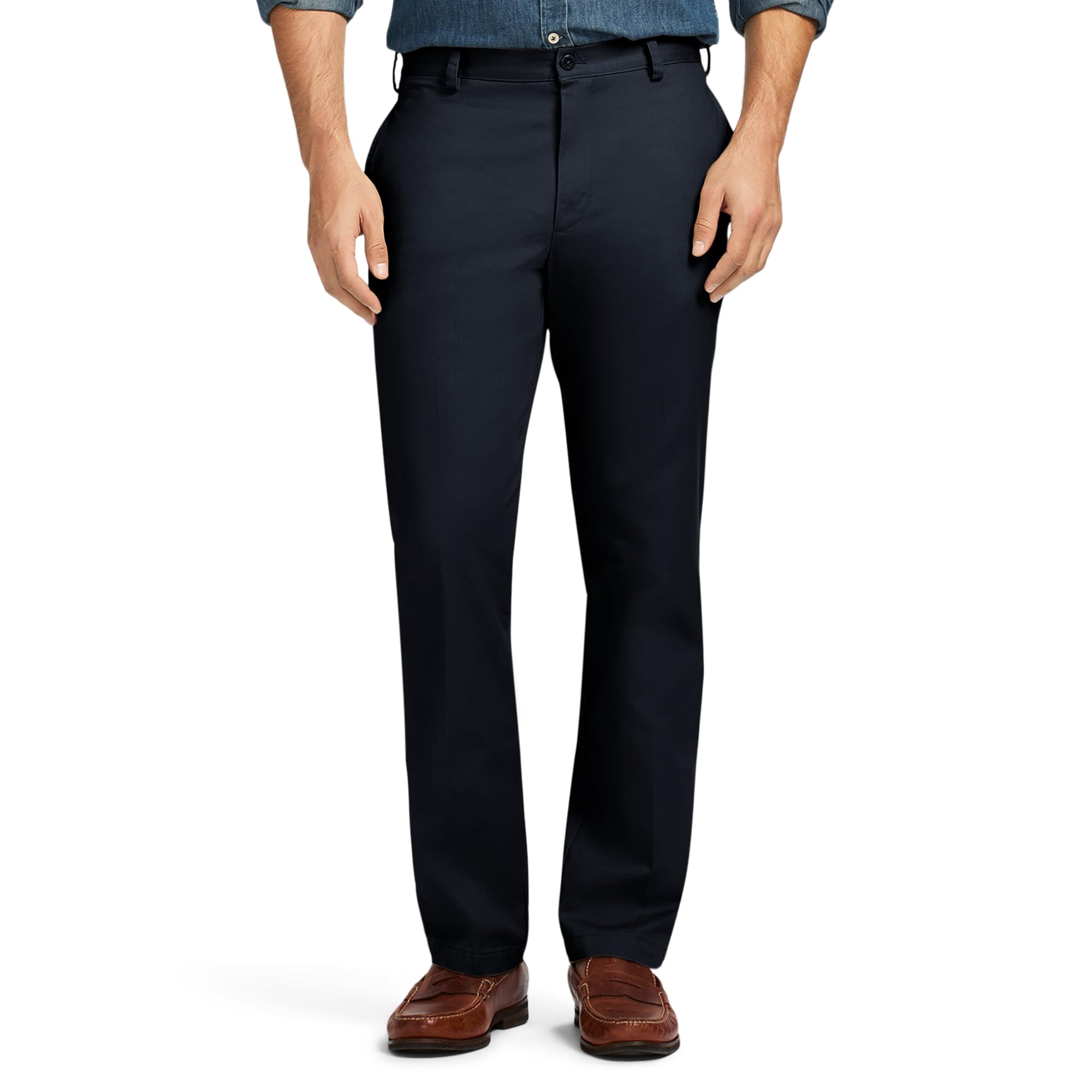 Pantalones Izod Para Hombre, Chino Americano, Parte Delantera Plana, Corte Ajustado, Azul Marino, 32 De Ancho X 29 De Largo
