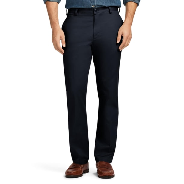 Pantalón IZOD American Chino con parte delantera plana, ajustado, para hombre, azul marino