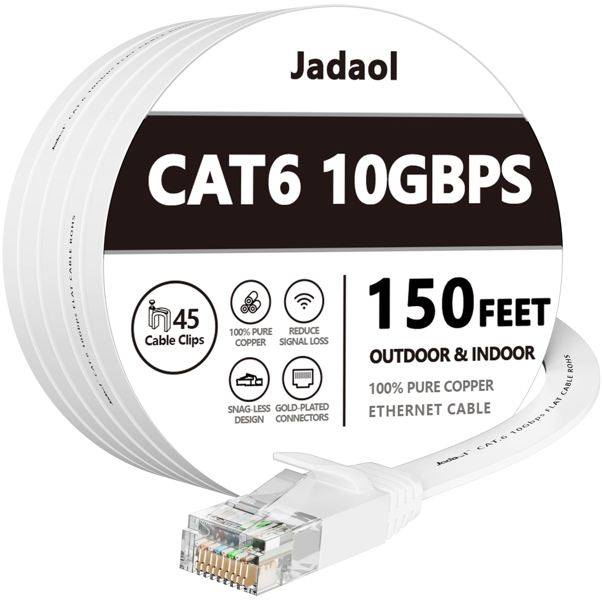 Cable Ethernet Jadaol Cat 6 De 45,72 M Para Exteriores E Interiores, Blanco