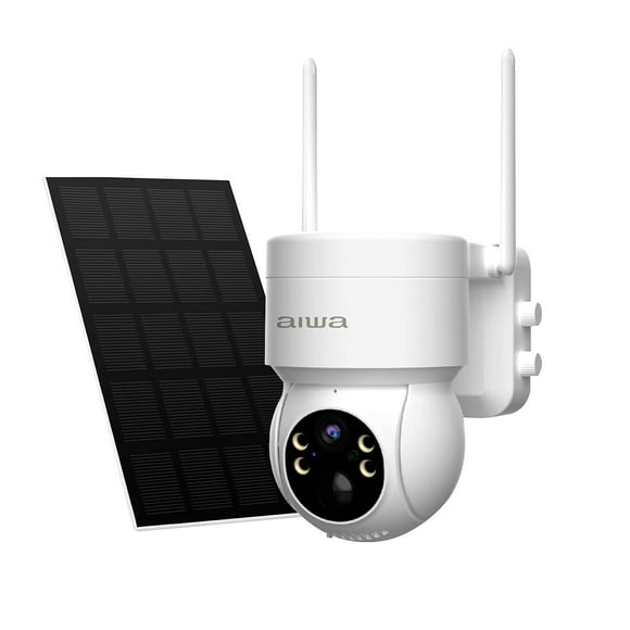 Cámara De Seguridad Aiwa Wifi Exterior Panel Solar Awcto43 Blanco