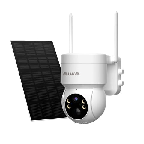 Cámara De Seguridad Aiwa Wifi Exterior Panel Solar Awcto43 Blanco