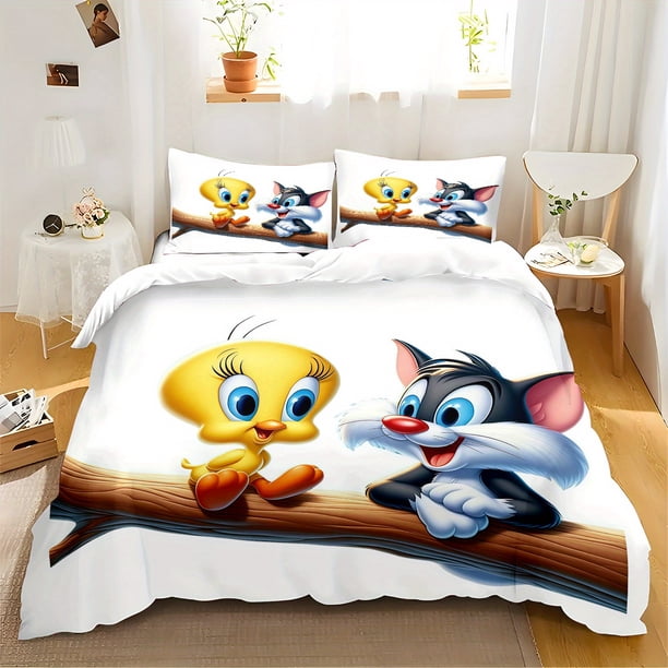 3pcs Bedding set Bedding Cushion Cover Tweety Printed Pattern Bedding Set Super Soft And Comfortable Breathable Duvet Cover