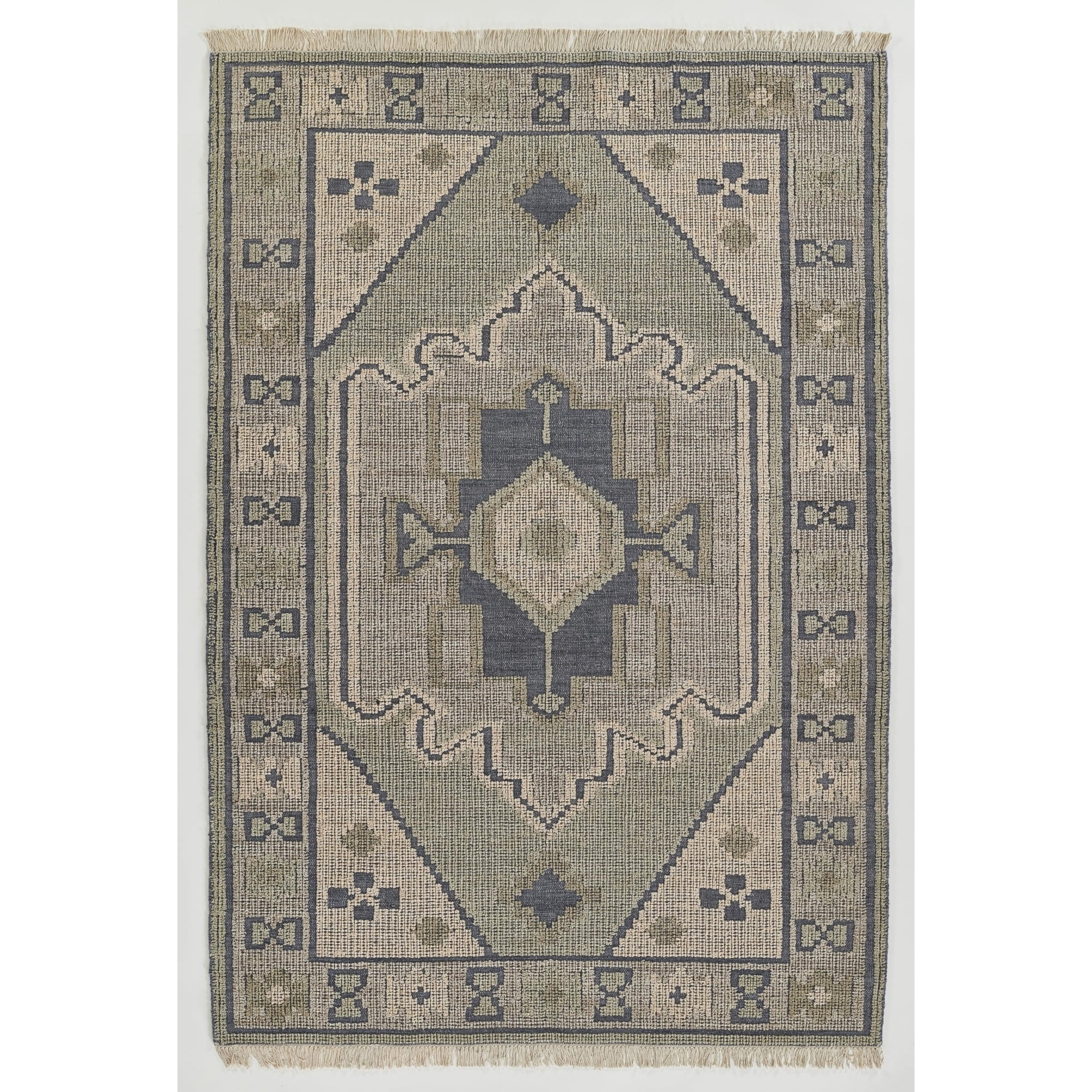 Alfombra Momeni Bristol Brs-9 Blue De Lana Y Algodón De Pelo Bajo, 0,6 Cm