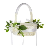 Bothyi - Cesta De Bodas Con Mango De Suministros De Boda Plantas Verdes Canasta De Flores Satén