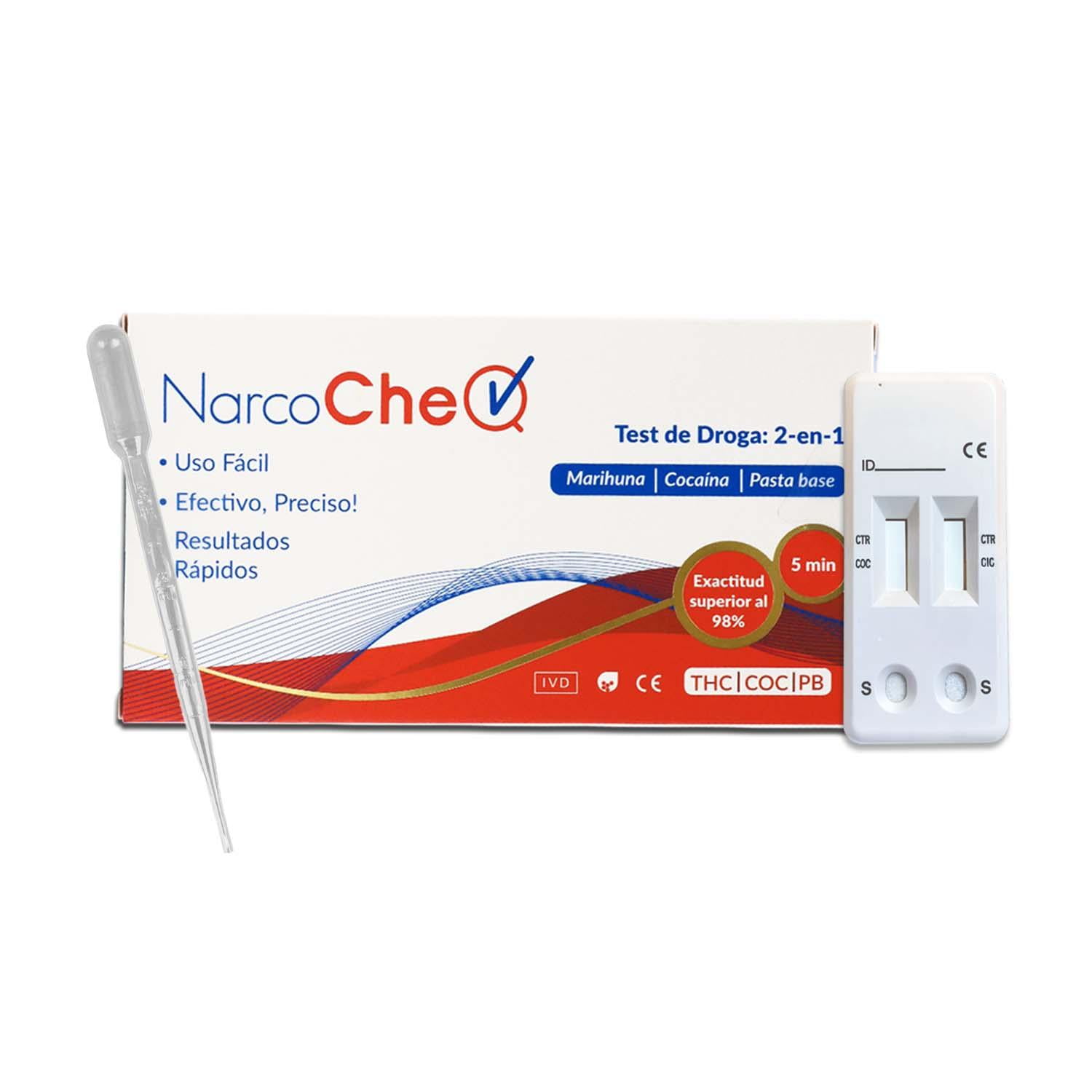 Test de Droga Rapido 2en1 Cocaina Marihuana NarcocheQ blanco Lider