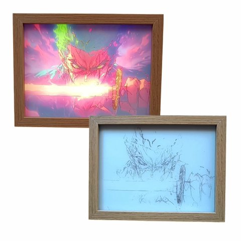 Lelumania - Cuadro Led De Zoro Espada En Horizontal 23X18Cm