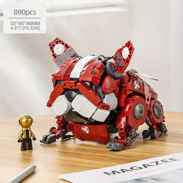 Little Luban Assembled Educational Building Blocks Small Particles Mechanical Dog Bulldog Toy Building Blocks
