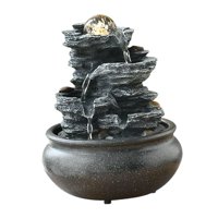 Bothyi - Fuente De Mesa Con Luces Led Cubierta Paisaje Meditación Cascada Interior Estilo E