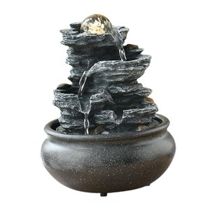 Bothyi - Fuente De Mesa Con Luces Led Cubierta Paisaje Meditación Cascada Interior Estilo E