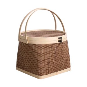 Magideal - Cesta De Bambú Con Tapa, Cesta De Almacenamiento De Alimentos, Cesta Tejida Hecha A Mano Portátil, Cesta De Regalo, Cesta Tejida De Bambú Para Pastele 25 X 22 X 195 Cm