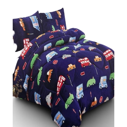 Kang Da - Cubrecama Con Chiporro Invierno Plaza Y Media Autos Niño
