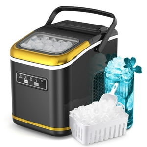 Máquina De Hielo Zafro Autolimpiante Para Encimera, 12 Kg/24 H, Negro Y Dorado