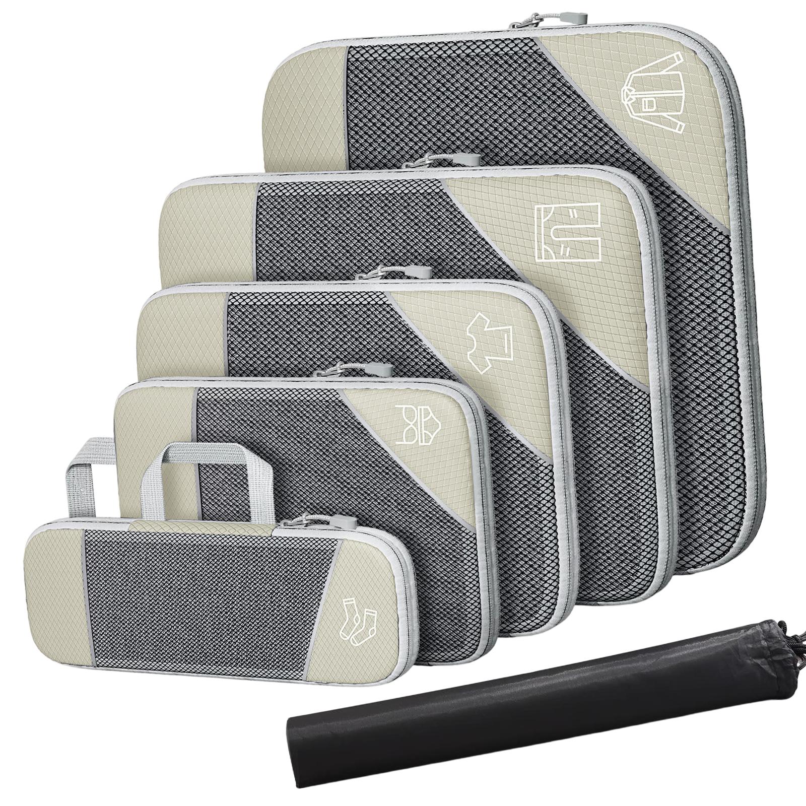 Bothyi - Cubos De Compresión Expansible Para Maletas De Viaje Mochila Mujer Hombre Beige Blanco