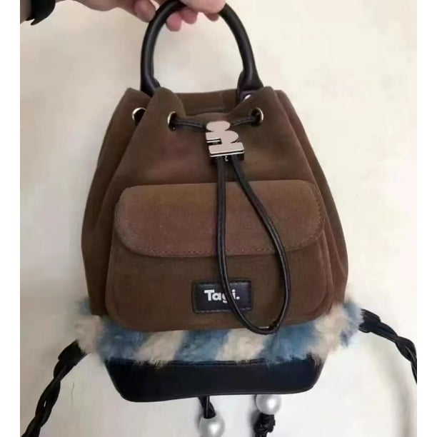 Jamhoo Premium Tweed Style Backpack Pearl Buckle Shoulder Bags For Women Fashionable Girl Ladies Handbag Luxury Bolsa Mochila
