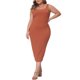 thumbnail image 1 of Agnes Orinda Trajes de Halloween Vestido de Mujer Tallas Grandes Vestido de Verano Sin Mangas Cuello Cuadrado Ajustado Cóctel Vestido de Tirantes 2X Naranja, 1 of 8