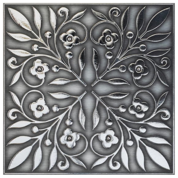 Azulejos adhesivos para pared Main Street, paquete de 24, 20 x 20 cm, níquel cepillado