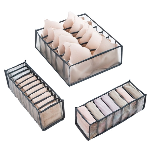 Organizador de ropa interior, juego de 3, plegable, con divisor de cajón y organizador de almacenamiento.