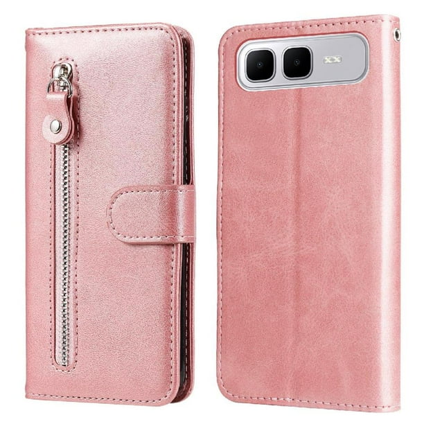 Funda con Cremallera para Infinix Smart10 Plus, Carcasa Cartera de Cuero PU con Soporte y Tarjetero