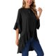 thumbnail image 4 of INSPIRE CHIC Blusa Asimétrica Casual de Mujer con Mangas 3/4 Acampanadas, Cuello Redondo, Espalda con Abertura y Dobladillo con Volantes S Negro, 4 of 6