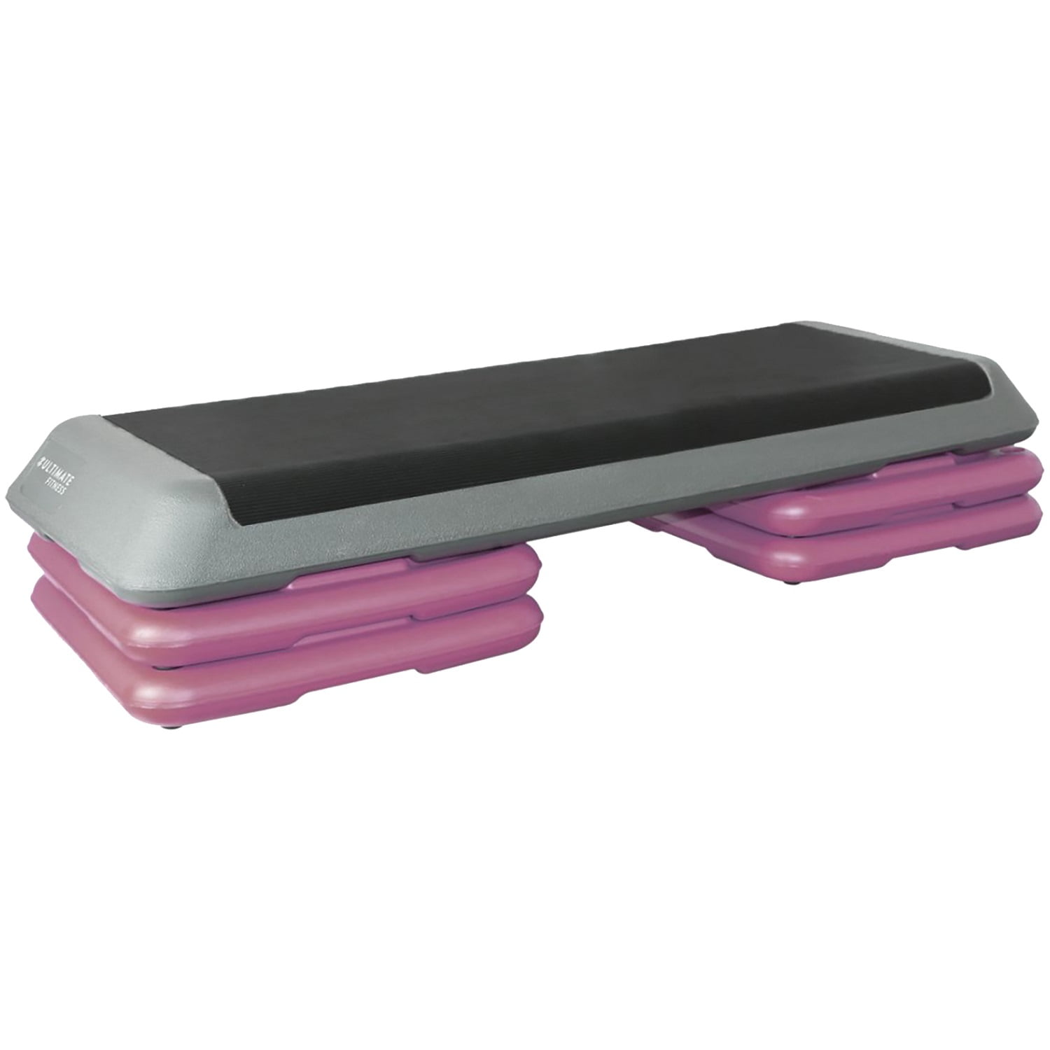 Ultimate Fitness - Step Aerobico 3 Niveles Pro Negro/rosado