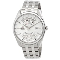 Orient - Reloj De Pulsera Automático Con Correa De Acero Inoxidable De 22 Mm, Esfera Blanca Y Calendario Multi Anual Para Hombre, Ra-Ba0004S10B