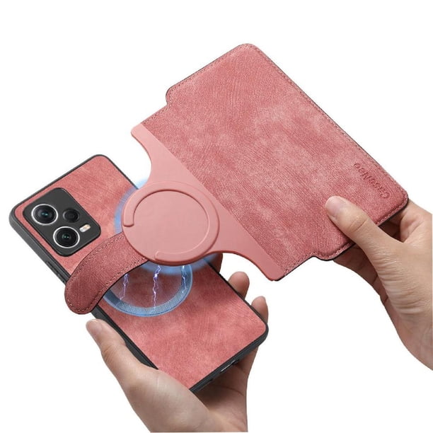 Funda Billetera Magnética para Xiaomi Redmi Note 12 Pro 4G Soporte Tarjetas Desmontable Rosa