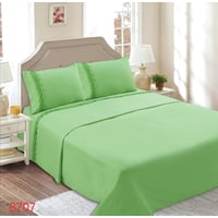 Genérico - Juego De Sábanas Con Broderíe 1.5 Plazas - Verde Pistacho M8707