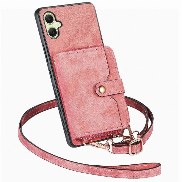 Funda Tipo Cartera con Correa Cruzada para Samsung Galaxy A06 Protección Contra Golpes Rosa