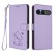 thumbnail image 1 of Sony Xperia 10 VII Funda Billetera con Estampado de Gato, Lila Claro, 1 of 6