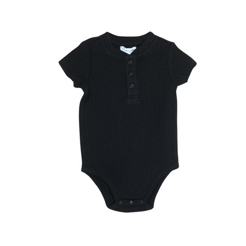 Pumucki - Body Acanalado Negro Talla 0-3 Meses